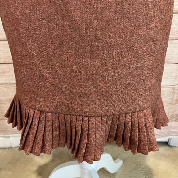 Le Suit size 16 rust tweed pleated around hemline skirt suit Fall - Picture 7 of 13